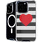 Black And White Striped Heart iPhone 16 Pro MagSafe Case